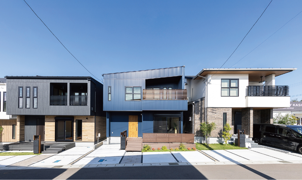 エクステリアも一棟一棟の個性を活かしてデザイン